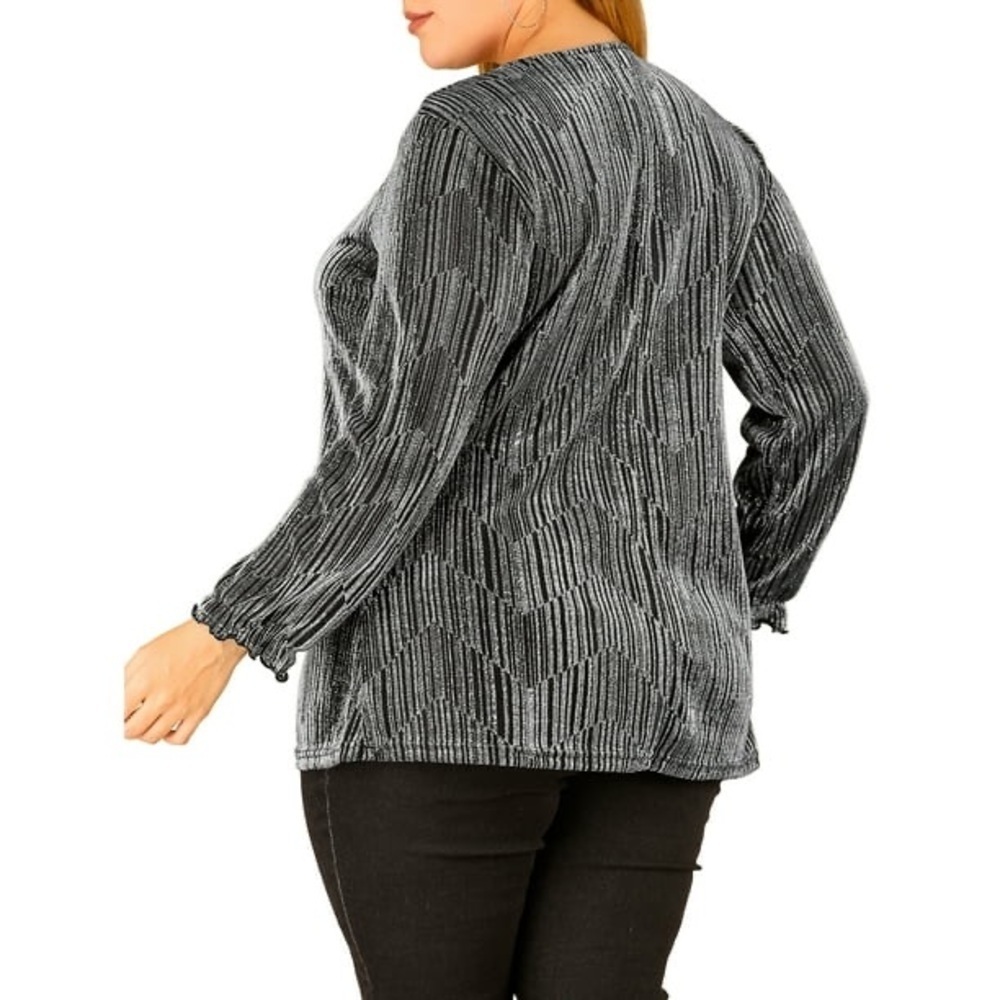 Elegant Black and Gray Sparkly Blouse - Picture 3 of 9